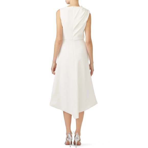 PREOWNED $1200 CHRISTIAN SIRIANO IVORY DRAPED RUCHED DRESS US SIZE 4 SOLD OUT! - Picture 2 of 6